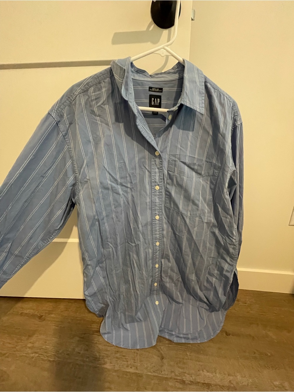GAP Women’s Sky Blue Vertical Stripe Button-Down Shirt